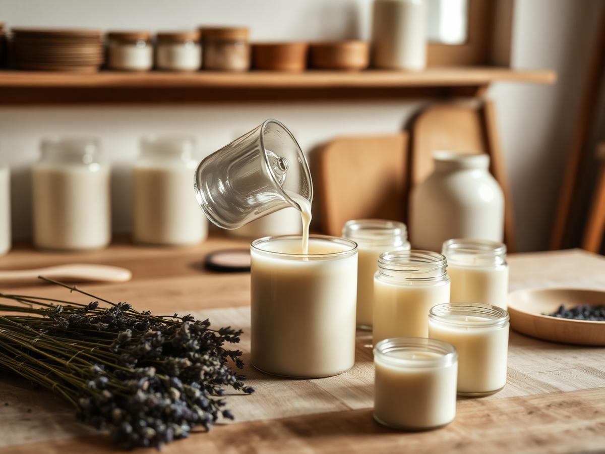 Craft & Candle atölyesinde kavanozlara sıcak soya mumu dökülüyor